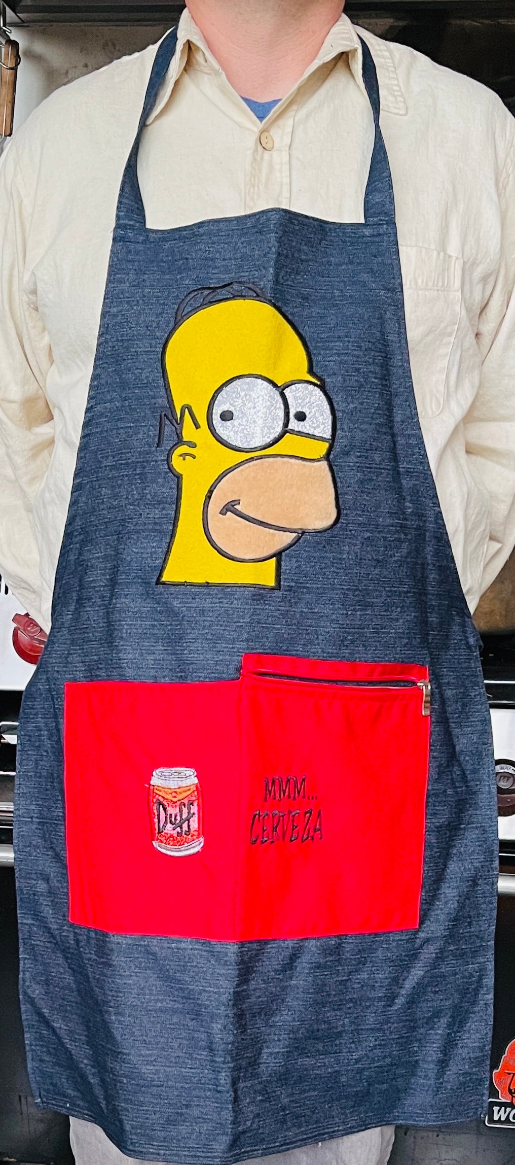 Image of Homer Simpson Sarape Unisex Apron with Pocket