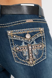 Image 1 of Brow Jeweled Cross Jeans 