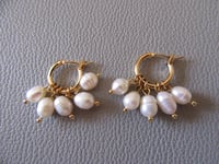 Image 2 of Kate Middleton Inspired Replikate Yellow Gold Plated Detachable Freshwater Pearl Hoop Earrings