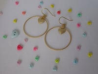 Image 1 of Pippa Middleton Inspired Romantic Yellow Gold Rhodium Plated Hoop Love Heart Charm Disc Earrings