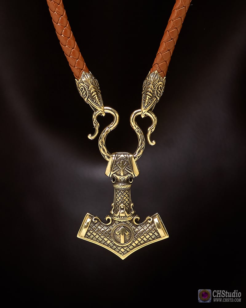 MJOLNIR with Valknut :: Leather Necklace