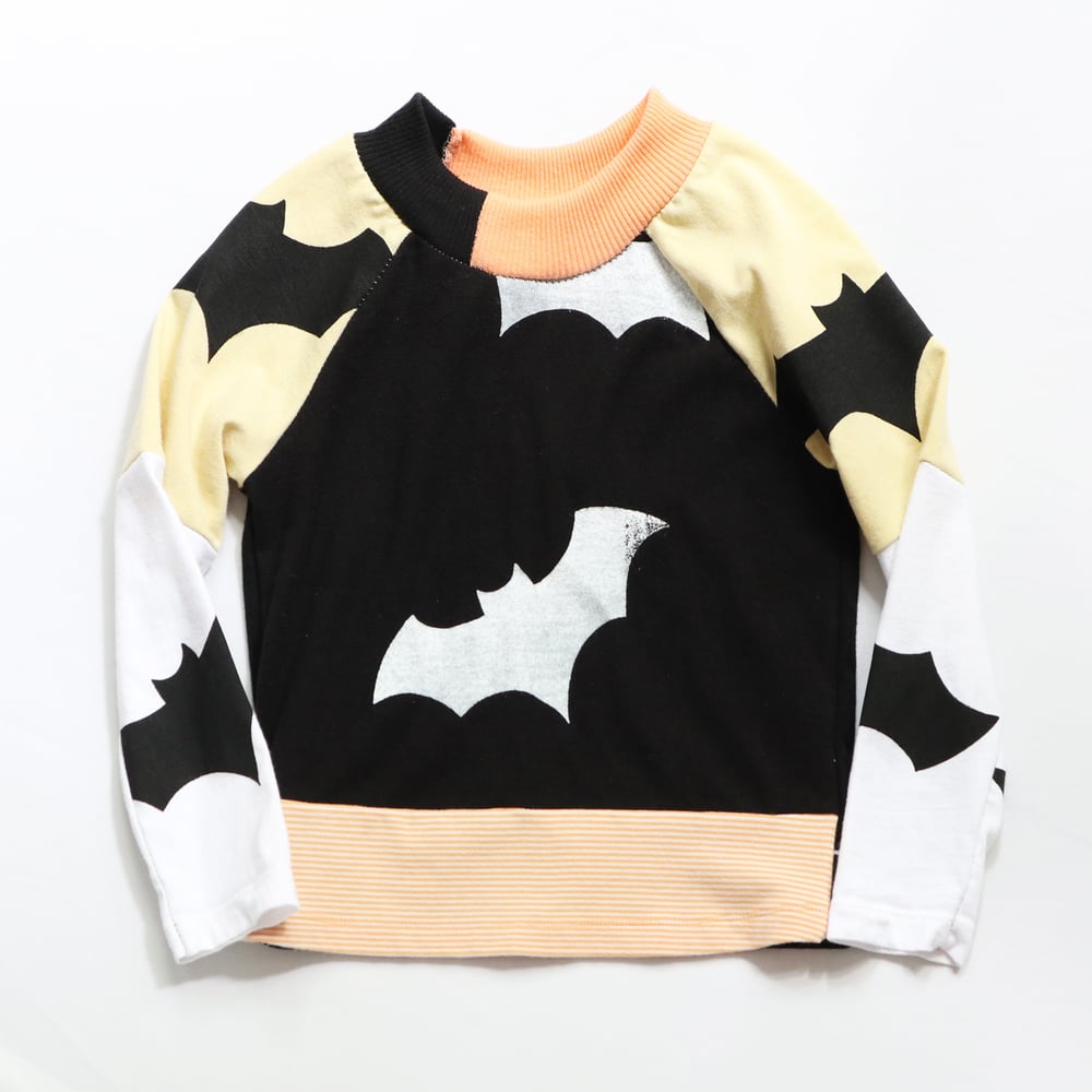 Image of halloween bat bats batty baseball sleeve 3T courtneycourtney tee shirt unisex top boys tshirt long