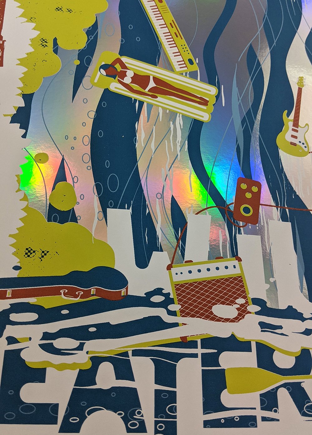 Wilco & Sleater Kinney, Asheville, NC "Float the River" poster ** FOIL VARIANT**