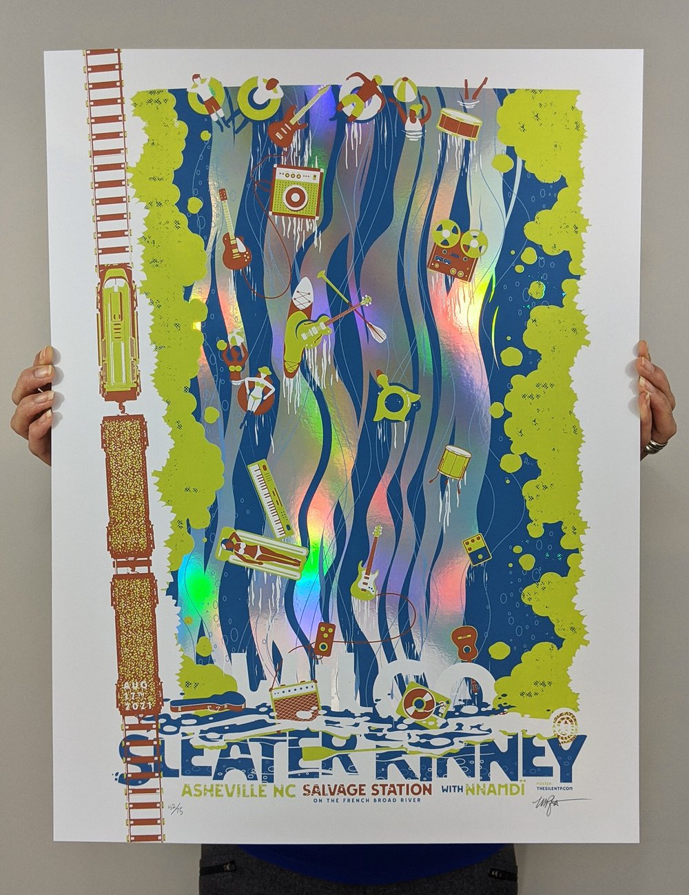 Wilco & Sleater Kinney, Asheville, NC "Float the River" poster ** FOIL VARIANT**