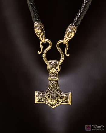 Image of Thor's Hammer : MJOLNIR : Leather Necklace