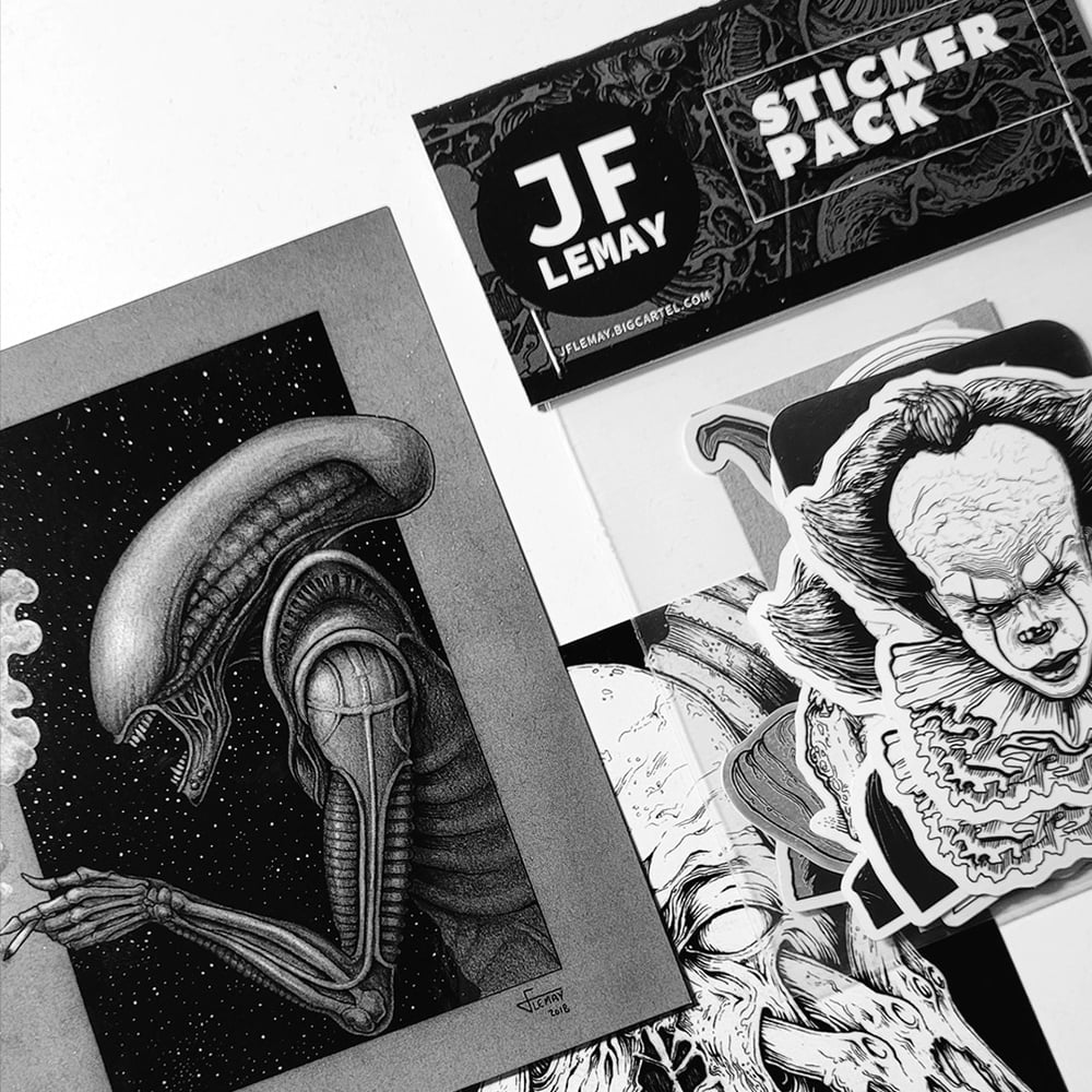 Image of 10 Sticker Pack + 2 Postcards
