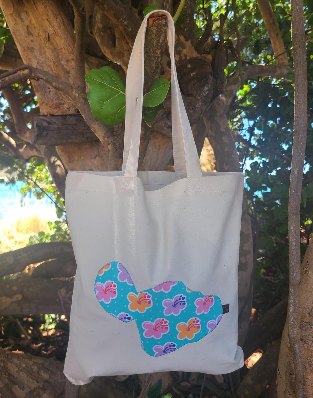 Image of Multi Hibiscus Canvas Tote Bag
