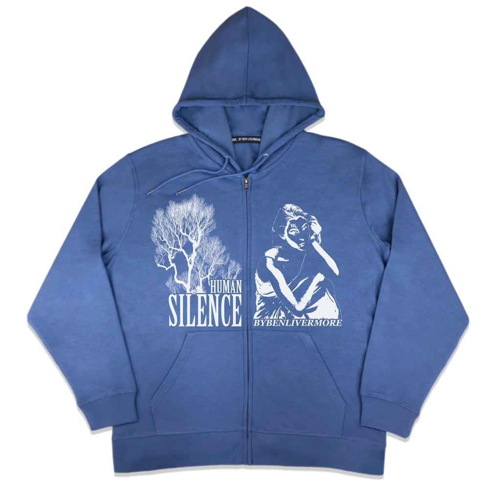 Image of Human Silence Zip Up Hoodie (Sky Blue)