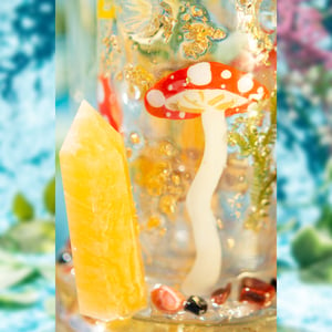 Image of Mushroom Bee Forest 14" Functional Glass