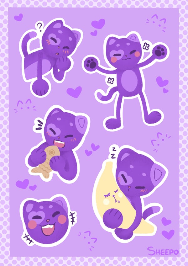 Image of Purple San - Cat Sticker Sheet!