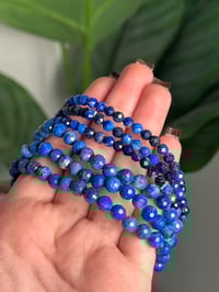 Image 2 of HIGH GRADE FACETED LAPIS LAZULI BEADED BRACELETS 4-6MM