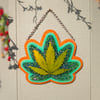 Neon Hemp Leaf Wall Hanging