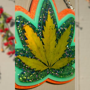 Image of Neon Hemp Leaf Wall Hanging