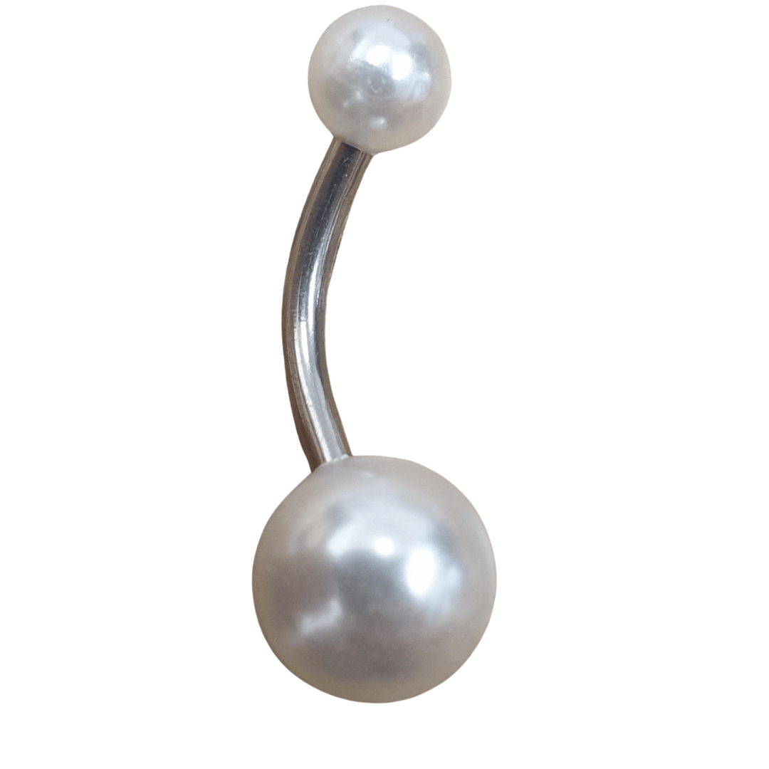 Image of White Ball Belly Piercing