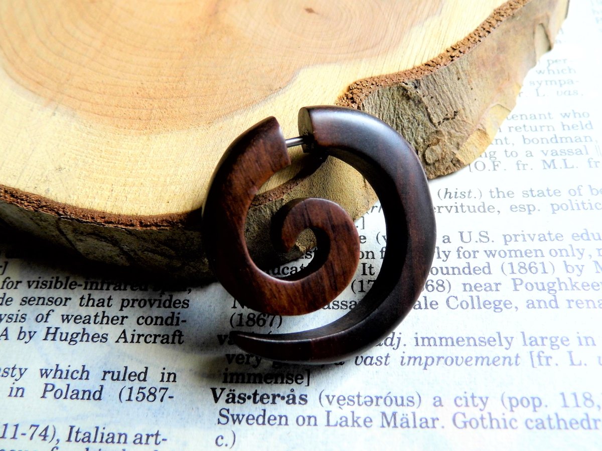 Wooden Spiral Earring Single