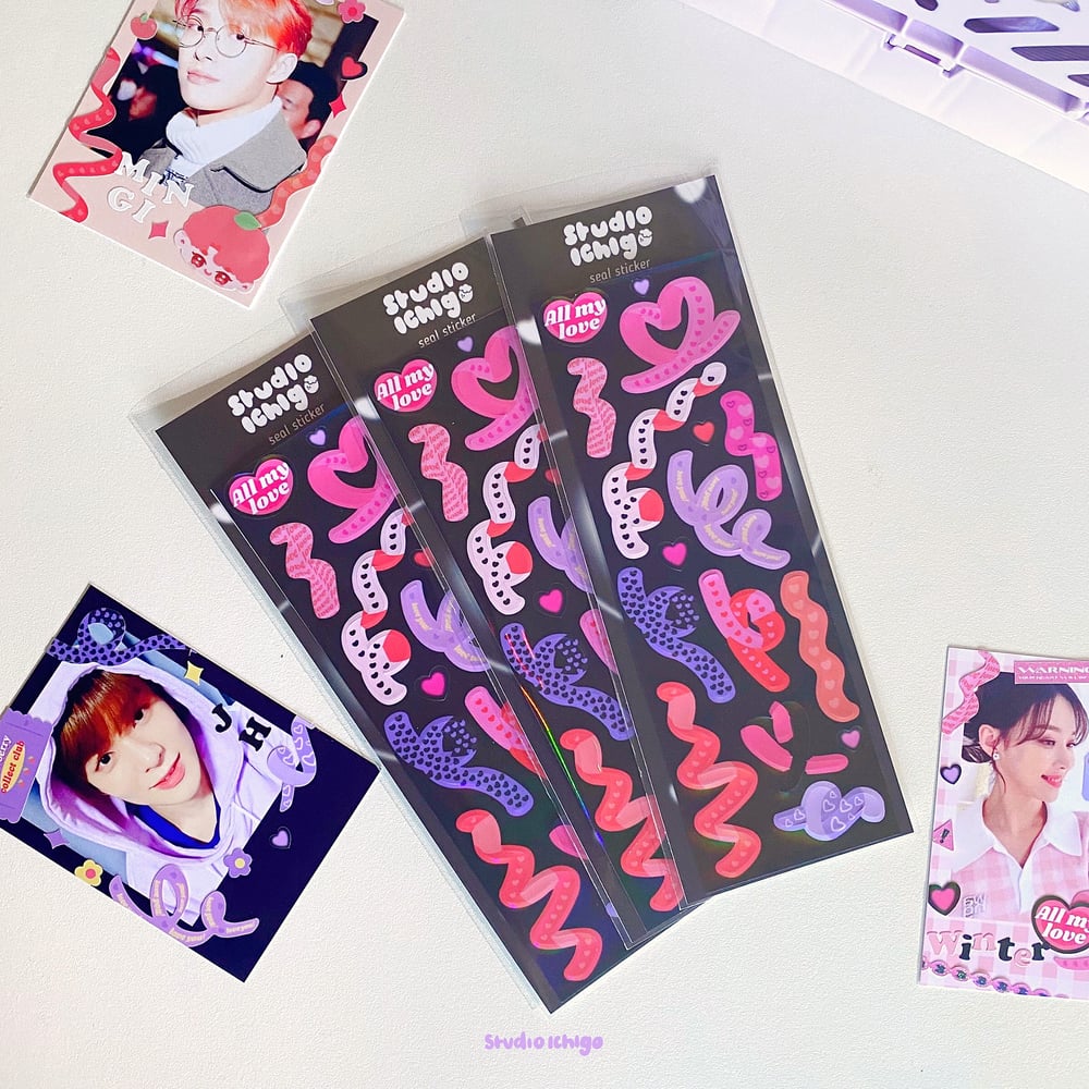 Image of 'All My Love' Holographic Confetti Seal Sticker