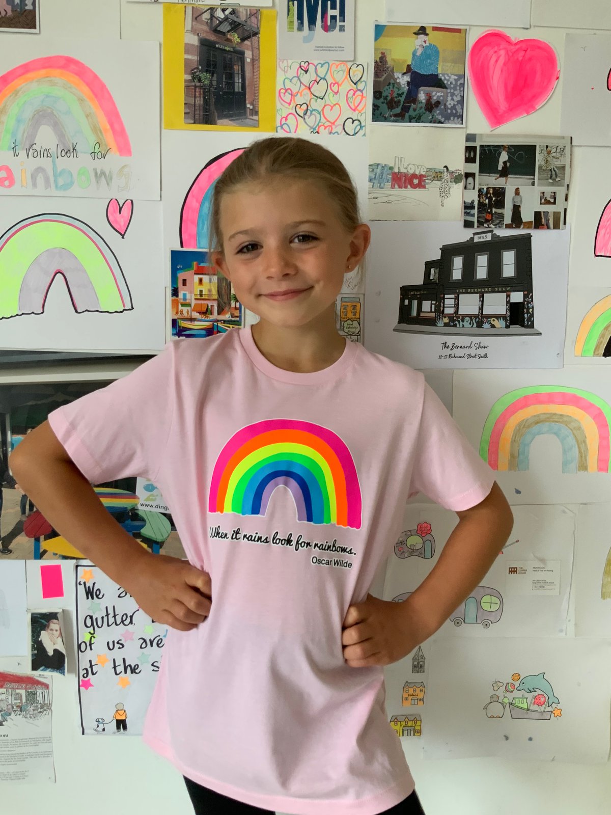 Image of Kids Pink Rainbow T-Shirt