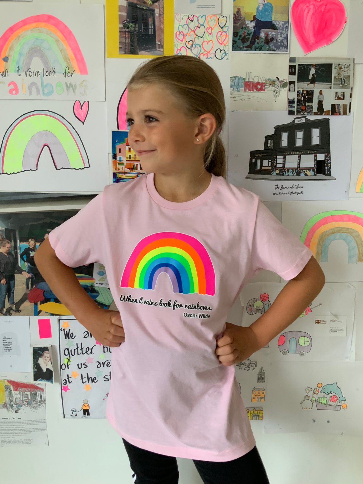 Image of Kids Pink Rainbow T-Shirt