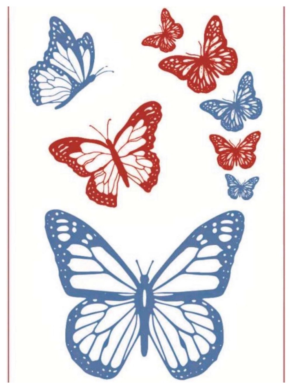 Blue and red butterflies