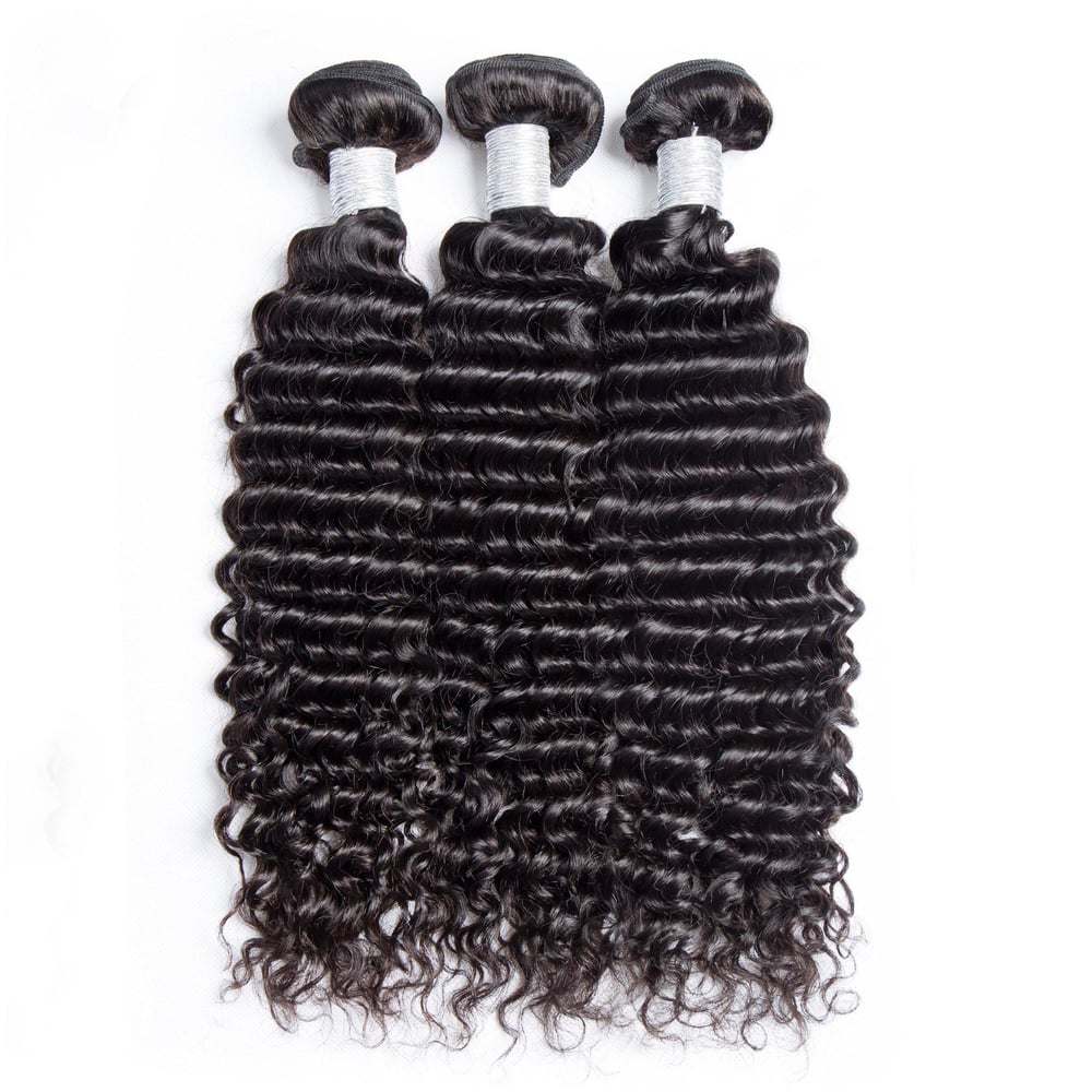 Image of Natural Color Deep Wave Bundles-9A Hair Weave 3PCS 100% Virgin Hair