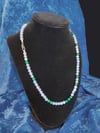 Blue Chalcedony and Malachite Beaded Necklace