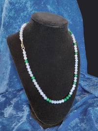 Image 3 of Blue Chalcedony and Malachite Beaded Necklace