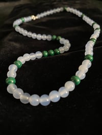 Image 1 of Blue Chalcedony and Malachite Beaded Necklace