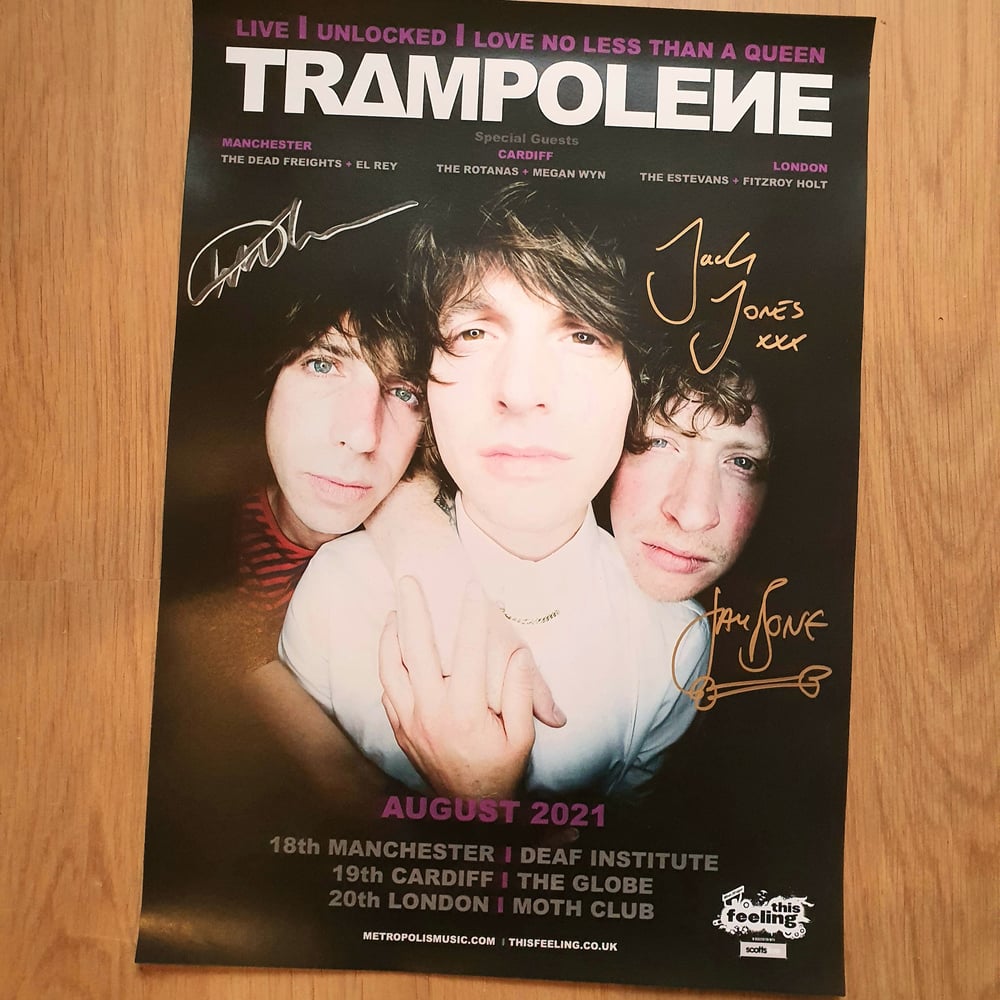 Image of TRAMPOLENE signed A3 tour poster August 2021