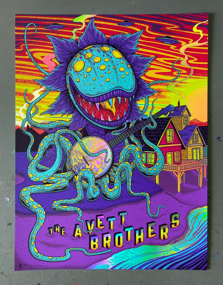 The Avett Brothers Wilmington NC 2021 Night 1 Regular Rainbow Foil Gold Foil