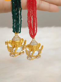 Image 2 of Cute Lord Ganesh Long American Diamond Hydrocrystal Temple Mala Only
