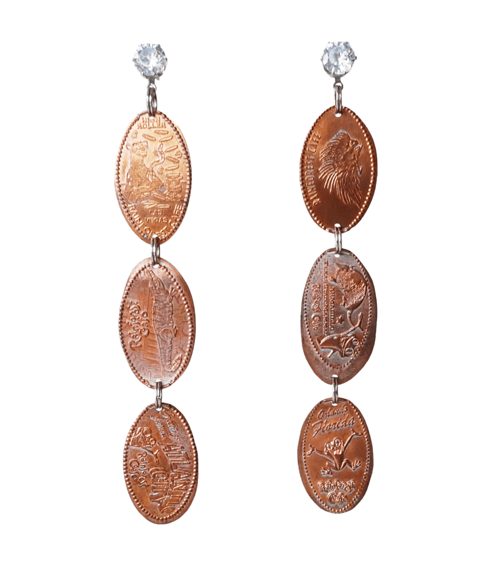 Image of Pressed Penny Drop Earrings