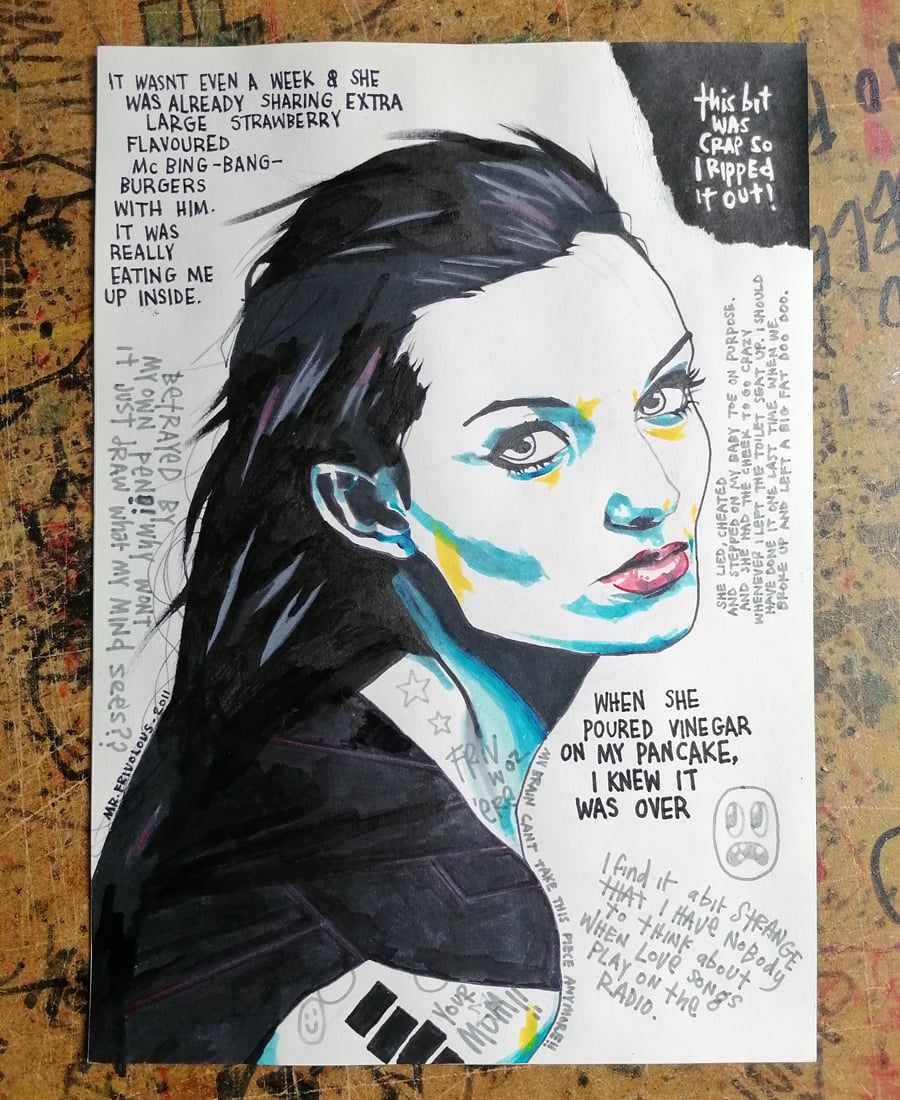 Image of "WHEN SHE POURED VINEGAR ON MY PANCAKE, I KNEW IT WAS OVER" - ORIGINAL