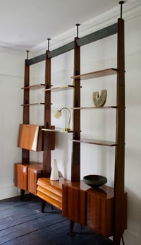 Image 2 of Floor to Ceiling Shelving System Attributed to Dassi, Italy 1950s