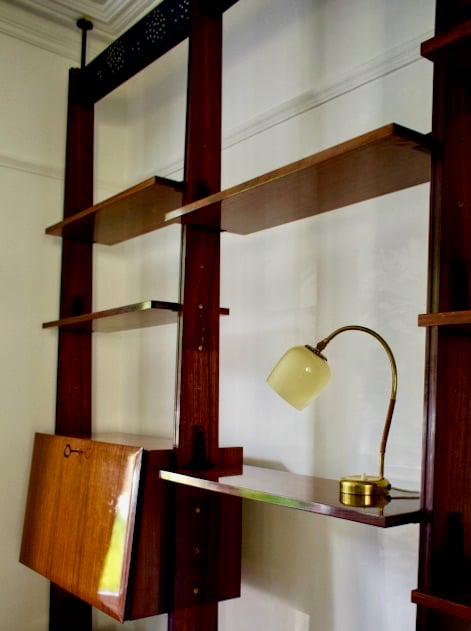 Image of Floor to Ceiling Shelving System Attributed to Dassi, Italy 1950s (Reserved)