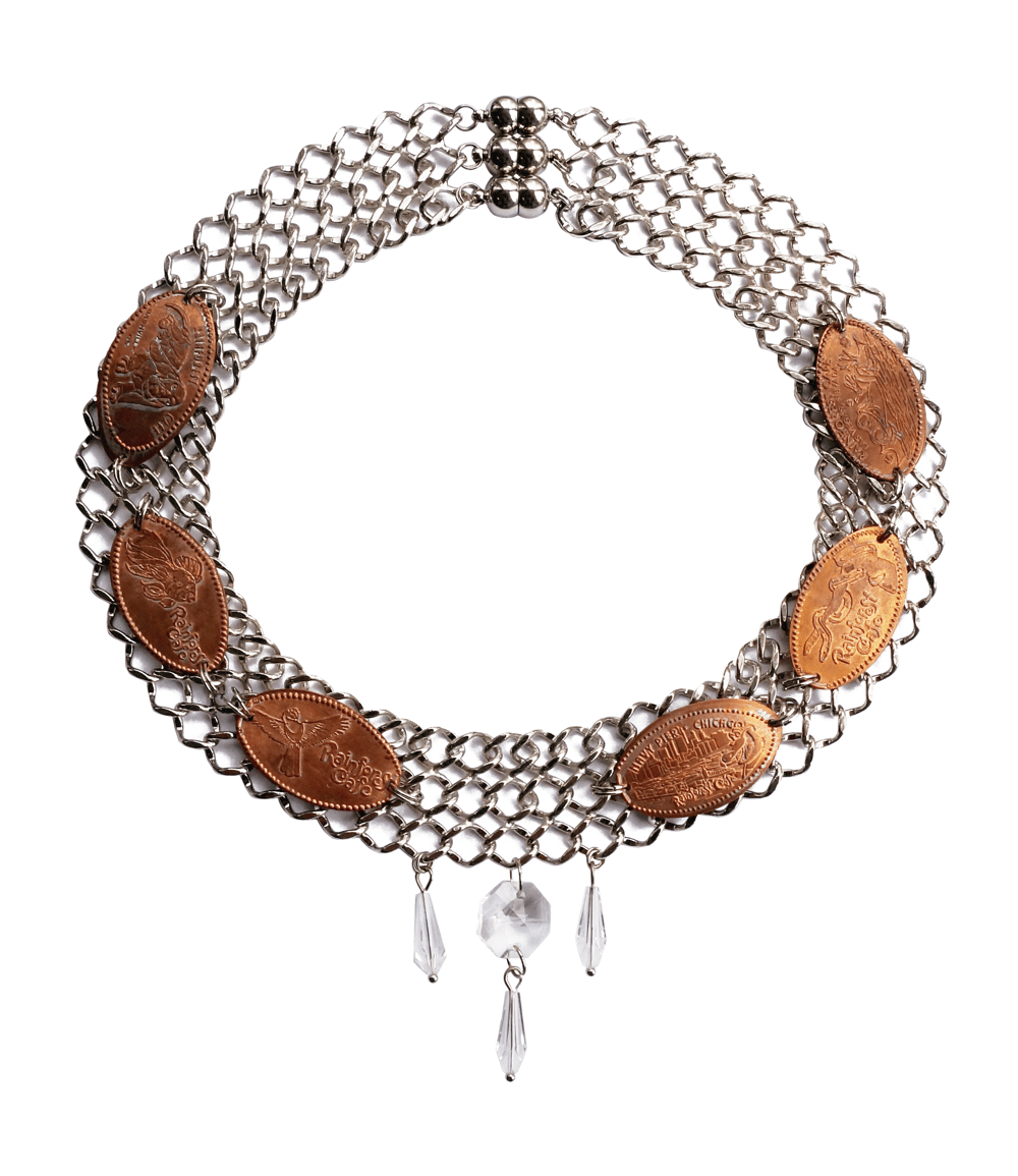 Image of Pressed Penny Chain Collar Necklace