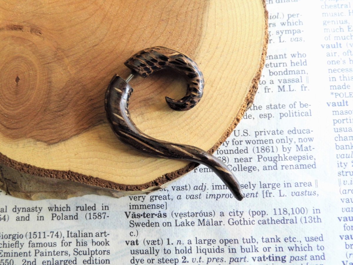 Palm Wood Hook Earring