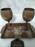 INSPIRED WINE GLASS/TRAY SET
