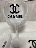INSPIRED  WINE GLASS/TRAY SET