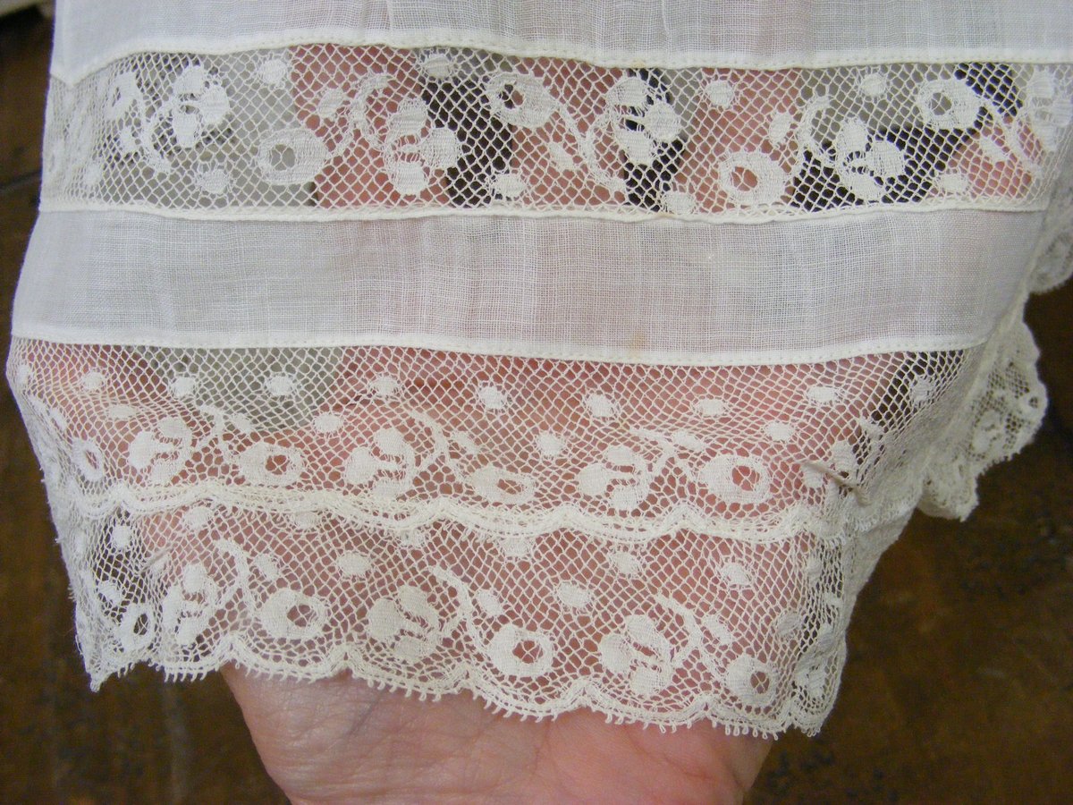 Victorian Petticoat 1880s White Cotton Handmade Lace Hem