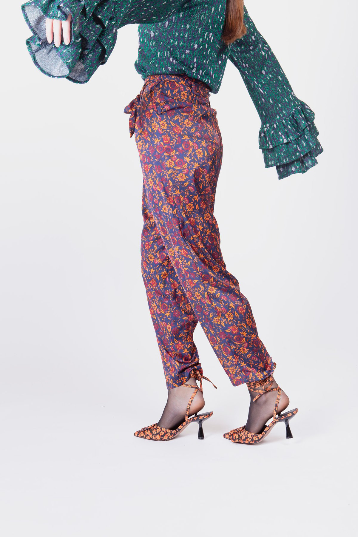 Image of PANTALONE PILLY FIORE BLU/ARANCIO €140 - 70%