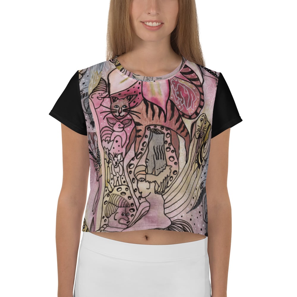 Image of Meow-Dank All-Over Print Crop Tee