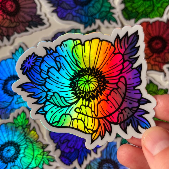 Poppy Holographic Sticker