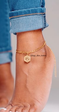 Gold Initial Anklet .