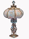 Luxury Lamp & Victorian Lampshade - Handmade Shade, Fully Restored Base, Handstrung Beads, Blue