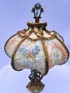 Luxury Lamp & Victorian Lampshade - Handmade Shade, Fully Restored Base, Handstrung Beads, Blue