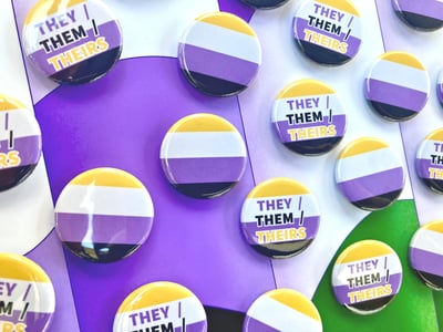 Image of They/ Them Nonbinary Flag Buttons
