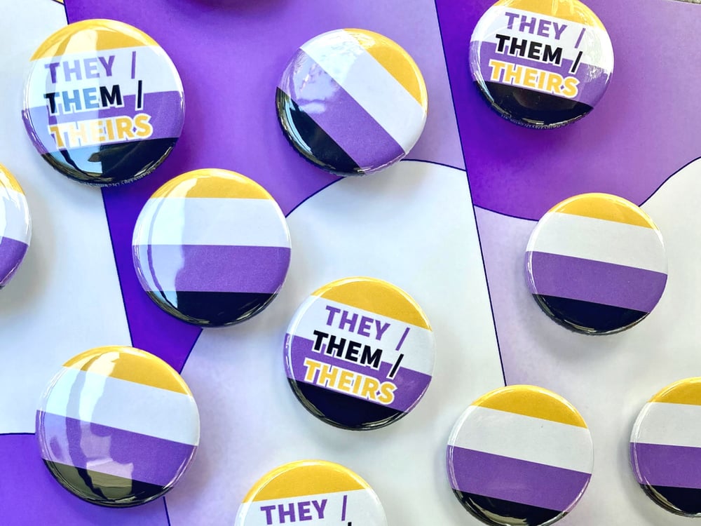 Image of They/ Them Nonbinary Flag Buttons