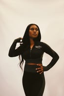 Image 2 of Black/ Gray "SBIC" Futuristic Crops Sets