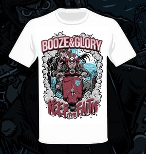 Image of Booze & Glory Scooter Tshirt White