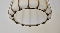 Image 2 of Glass Pendant Light with Rattan & Brass Details by Idman, Finland